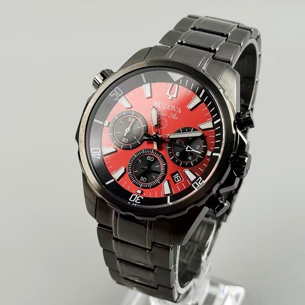 Reloj de hombre Bulova Marine Star 98B350 Cuarzo Cronógrafo Esfera Roja 43mm 4