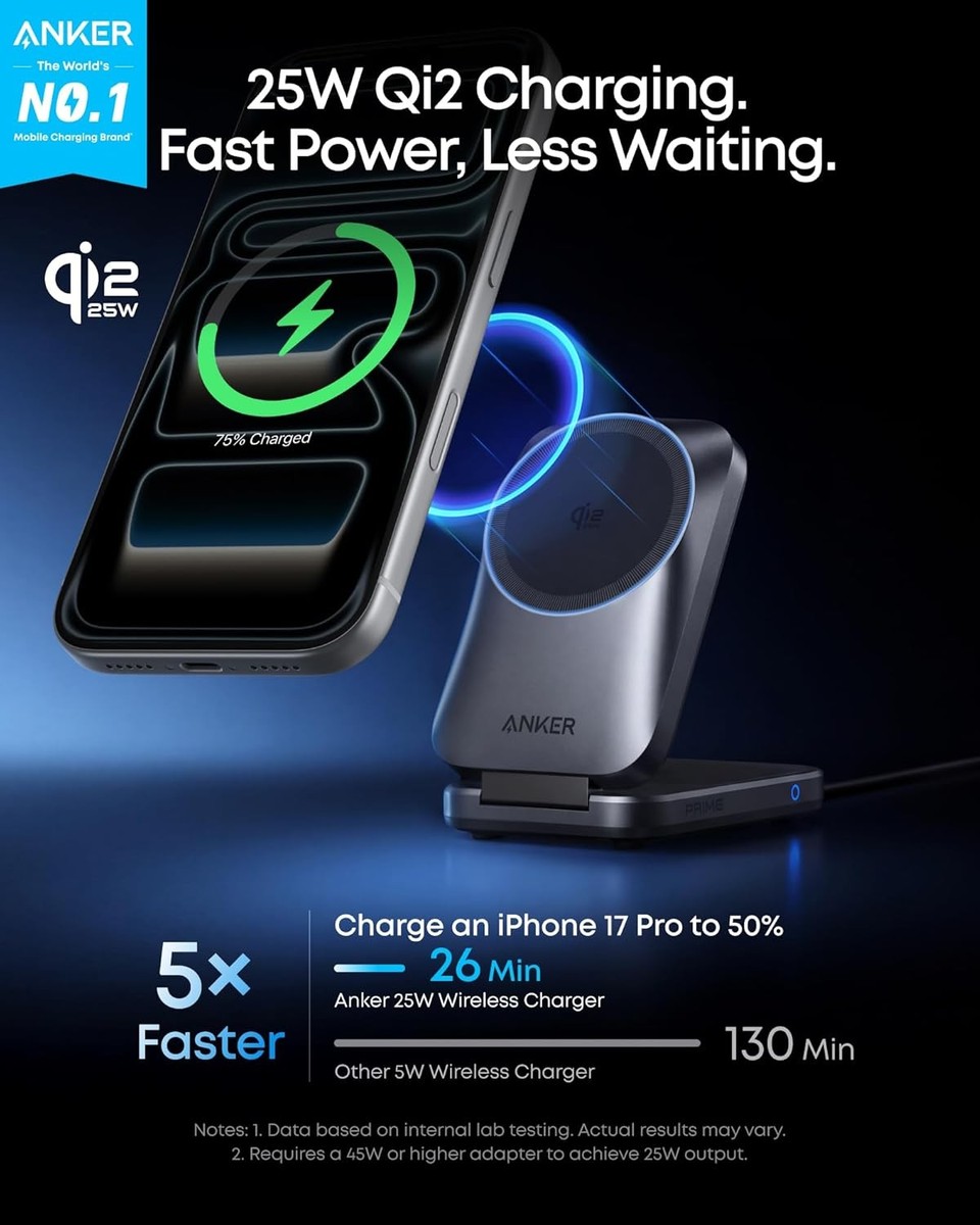 Anker Prime 3-in-1 Charging Station, AirCool Wireless Charger, Qi2 25W  Certified
