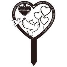 Metal Grave Markers for Husband Heart Sympathy Plaque for Cemetery Decor
