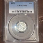 1951 ROOSEVELT DIME PCGS MS65, BRILLIANT APPEARANCE BU Uncirculated