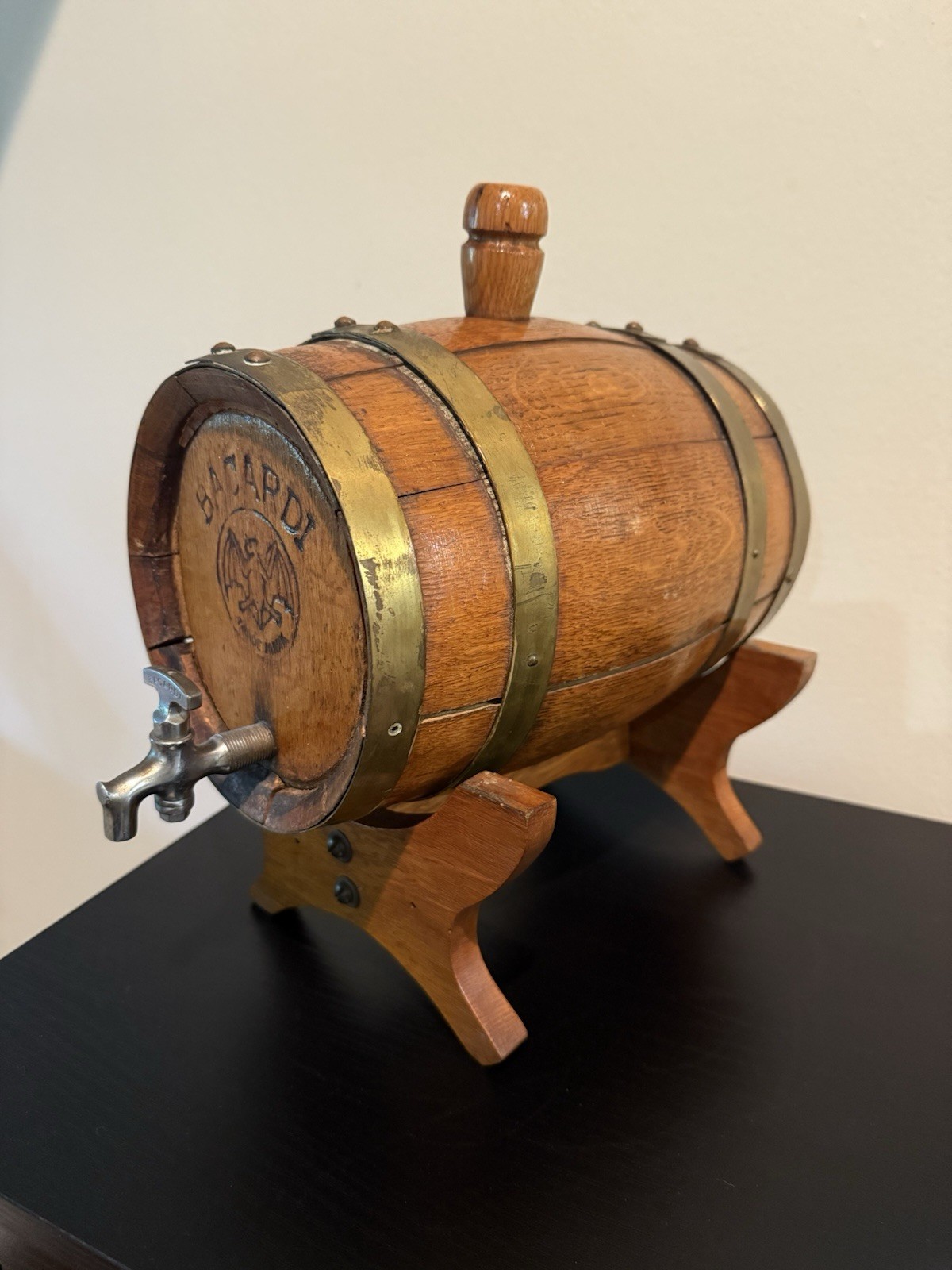 Vintage Bacardi Rum Barrel. W/ Stand.