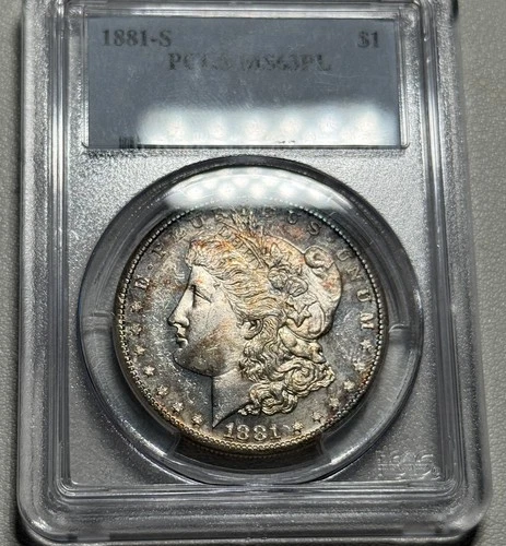 1881-S PCGS MS63PL Morgan Silver Dollar $1 Proof Like Nice Cameo  Toned