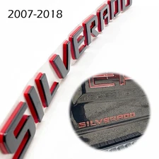For Silverado Door Tailgate Emblem Badge Nameplates Letter Decal Black/Red