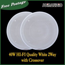 Pair 80/110W 2-Way In-Ceiling Speakers White Edgeless Crossover