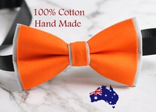 Men Women Orange and Grey 100 Cotton Hand Made Bowtie Bow Tie Wedding Party