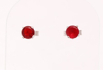 925 Sterling Silber 4 mm roter Stein besetzt Ohrstecker Solitär Damen Ohrringe - Neu