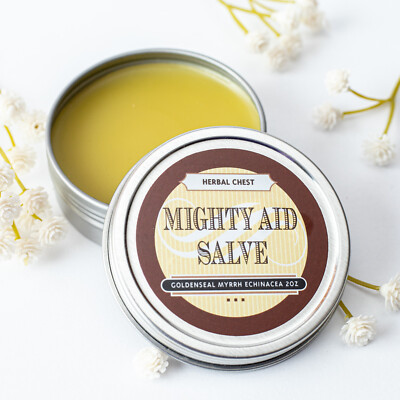 Herbal Healing Salve Natural First Aid Ointment, Organic Goldenseal Myrrh Cream