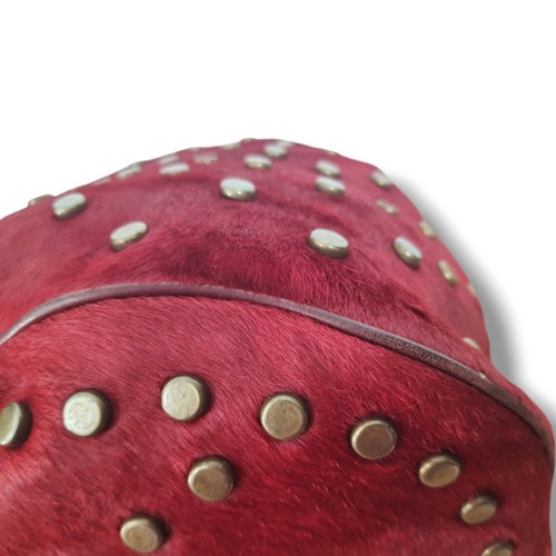 KENZO Pagodon Burgundy Dark Red Studded Ponyskin /Cowhide Shoulder Bag Handbag - Picture 5 of 23