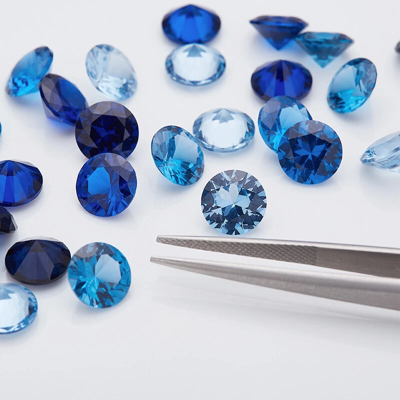 112#113#114# Spinel Gem Beads Round Bright Cut Synthetic Blue Spinel Loose Stone - Image 2 of 4