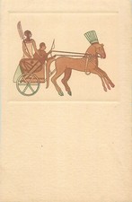 Heiroglyphs Egypt Egyptian fine art Postcard Horse carriage vintage postcard