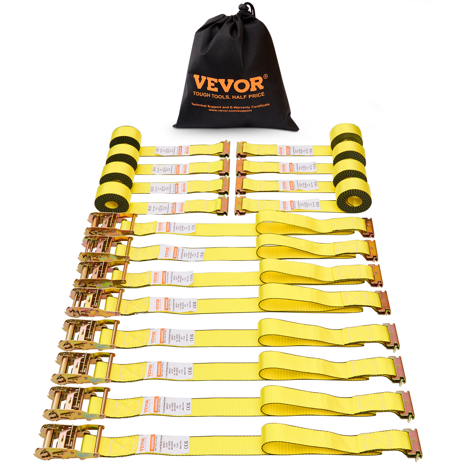 Sangles d'arrimage robustes VEVOR à cliquet en acier zingué et bande polyester 4,6m