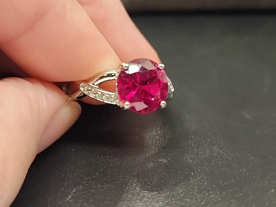 NWT-Red Lab Created Ruby Rhodium Over Sterling Silver Jewelry Set 9.67ctw JTV - Image 3 of 4