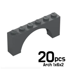 LEGO 20x BRICK w/ INSIDE BOW 1X6X2 ARCHES Dark Stone Grey 6106191 15254