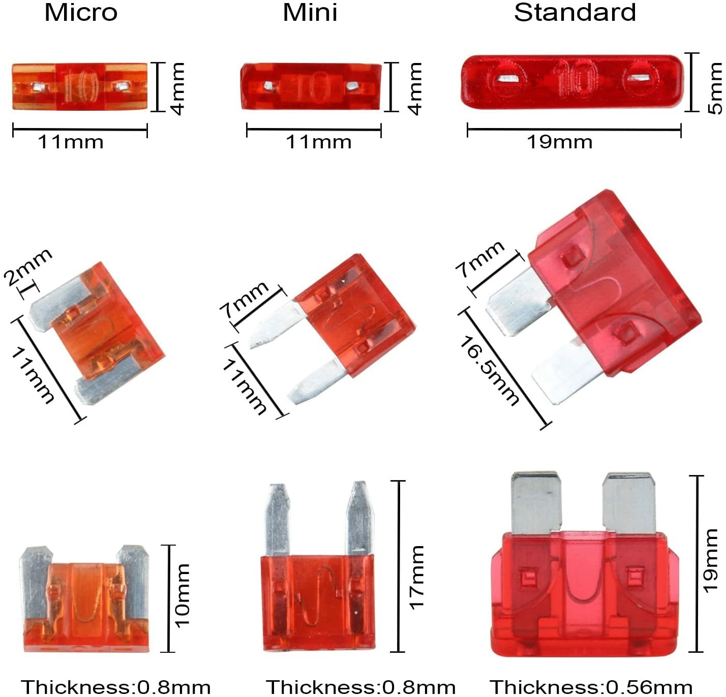 55 Pack Standard Blade Fuses For Car Van Bike Fuse 5A to 40A Amp Car