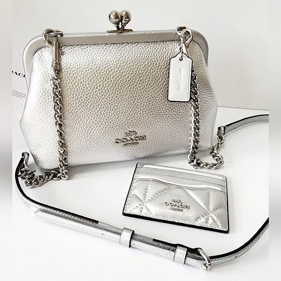 COACH Nora Kisslock Crossbody & Puffy Card Case Metallic