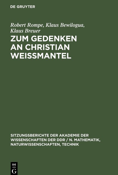 Zum Gedenken An Christian WeißMantel | Buch | 9783112548370-image