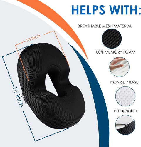 Donut Pillow for Tailbone Pain XL Cool Gel Hemorrhoid Pillow Donut Cushion Dough - Picture 3 of 12