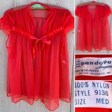 vintage Padora Lingerie made in California sheer nylon bed jacket lingerie top M