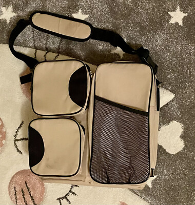 Boxum Baby Stylish 3 In 1 Diaper Bag Bassinet & Changing Station Beige Black EUC