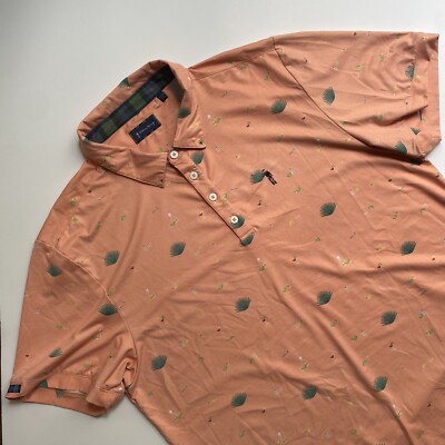 William Murray Polo Shirt Tequila Agave Print Golf Orange Mens Size XL