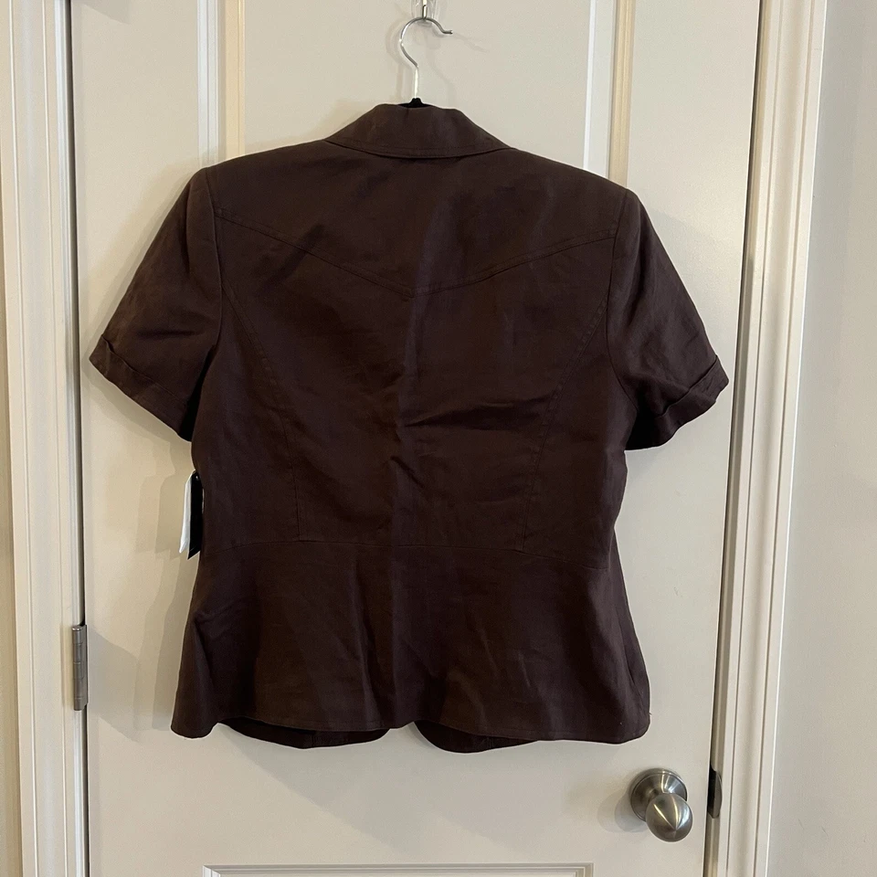 Style & Co Women’s Jacket Sz 16 100% Linen Chocolate Brown - Image 2 of 4