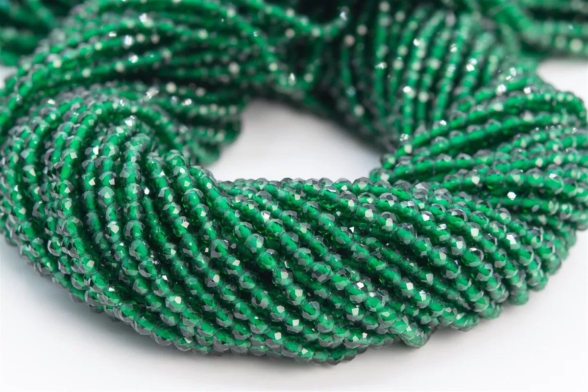 2MM Emerald Green Quartz Beads Grade AAA Faceted Round Loose Beads