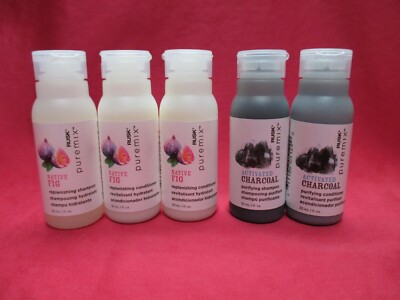 Rusk Puremix Shampoo Conditioner Travel Mix~Native Fig~Activated Charcoal~LOTof5