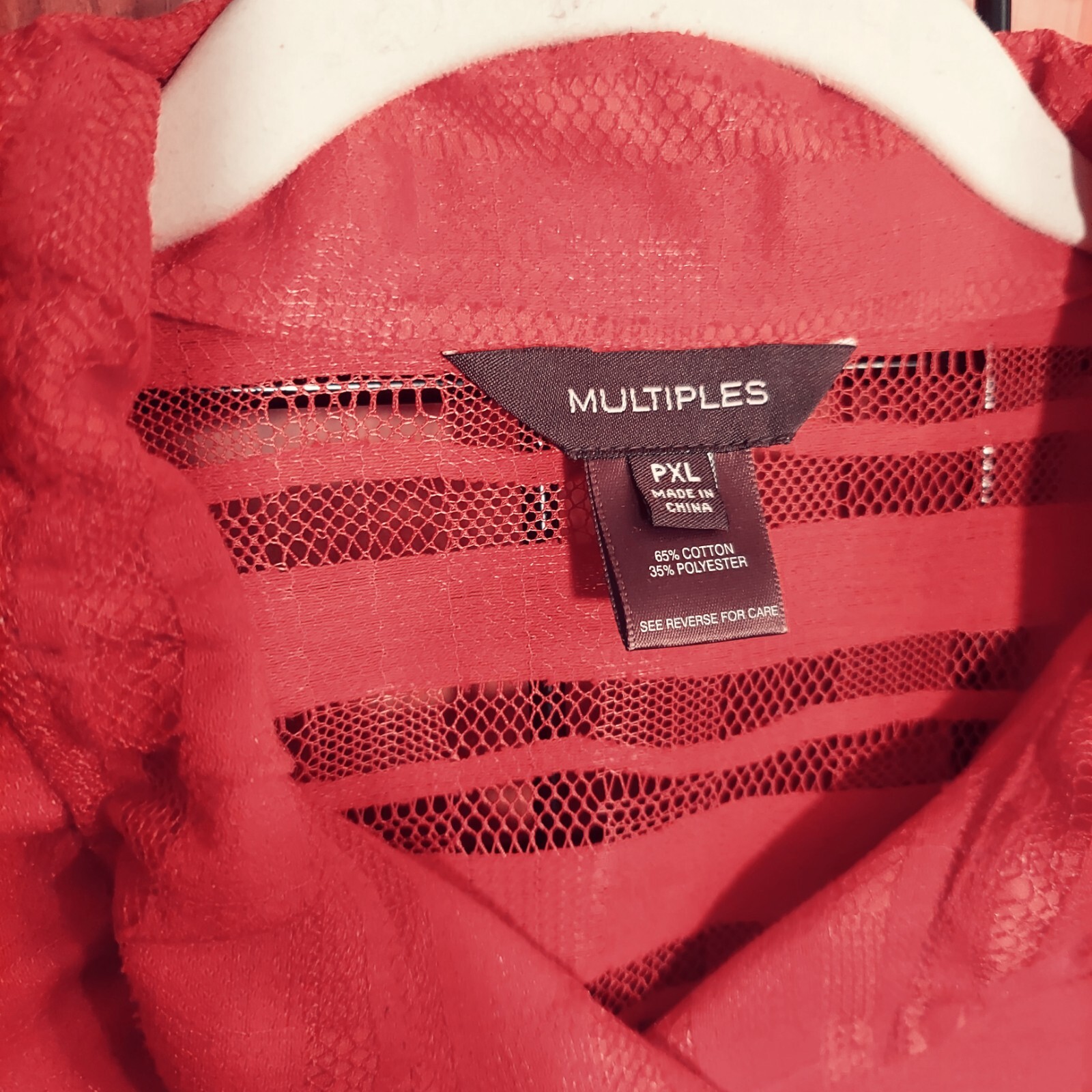 Multiples Size PXL Red Button Front Solid and Mes… - image 2