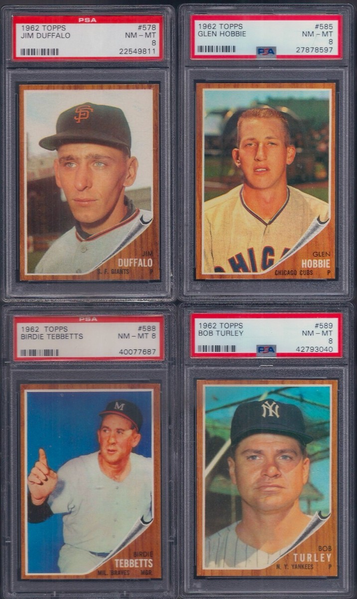 PSA 8 1962 Topps #589 Bob Turley New York Yankees TUFF HI