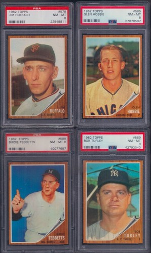 PSA 8 1962 Topps #578 Jim Duffalo San Francisco Giants TUFF HI# SETBREAK READ