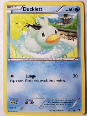 atsuko nishida pokemon cards Ducklett 36/122 VLP - XY Breakpoint Pokemon Card - Atsuko Nishida Art