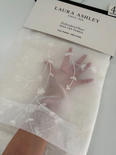 Laura Ashley Window Curtains 4 FOUR Panels 38 x 96 Cream White Embroidered Sheer