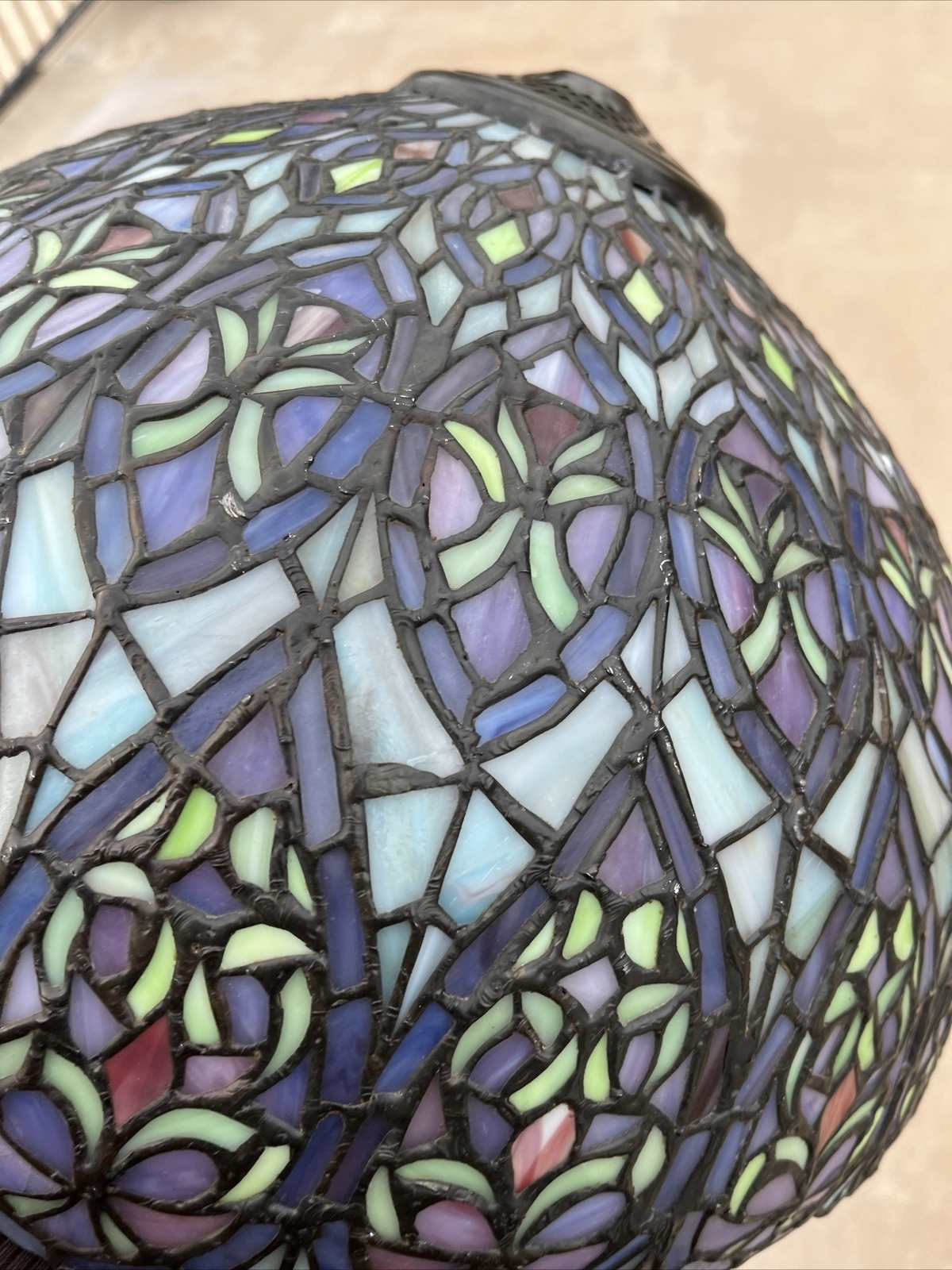 LARGE STAINED GLASS LAMP SHADE Detailed eBay