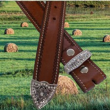 Western belt lace rhinestones, Western belt with dots 2-tone, leather belt