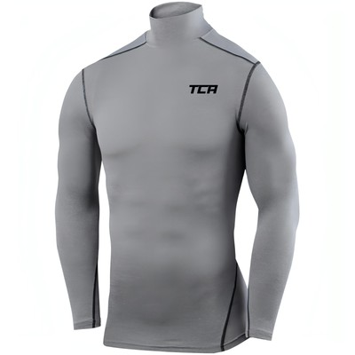TCA Pro Performance Mock Junior Compression Top Grey Long Sleeve Kids Running