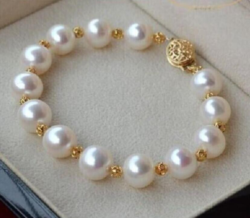 AAA 7.5-8 inch Gorgeous AAA+ 8-9mm natural Akoya white pearl