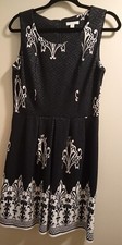 New York & Company Women's Navy Blue White Printed Sleeveless Dress, Size Medium