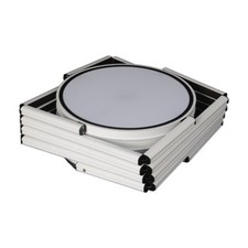 81.1in Portable Round Twist Display Counter with Shelves  Clear Magnetic Panels