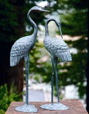 Brass Love Crane Pair Garden Sculptures Or Indoor Bird Heron Statues ~ SPI Home