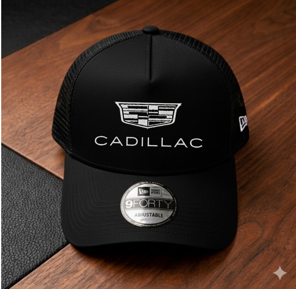 Cadillac Embroidered Trucker Hat Mesh Adjustable Snapback Car Cap