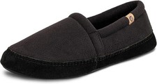 Acorn mens Moc Slippers With Memory Foam Insole Suede Sidewall,Black, Size 9-10