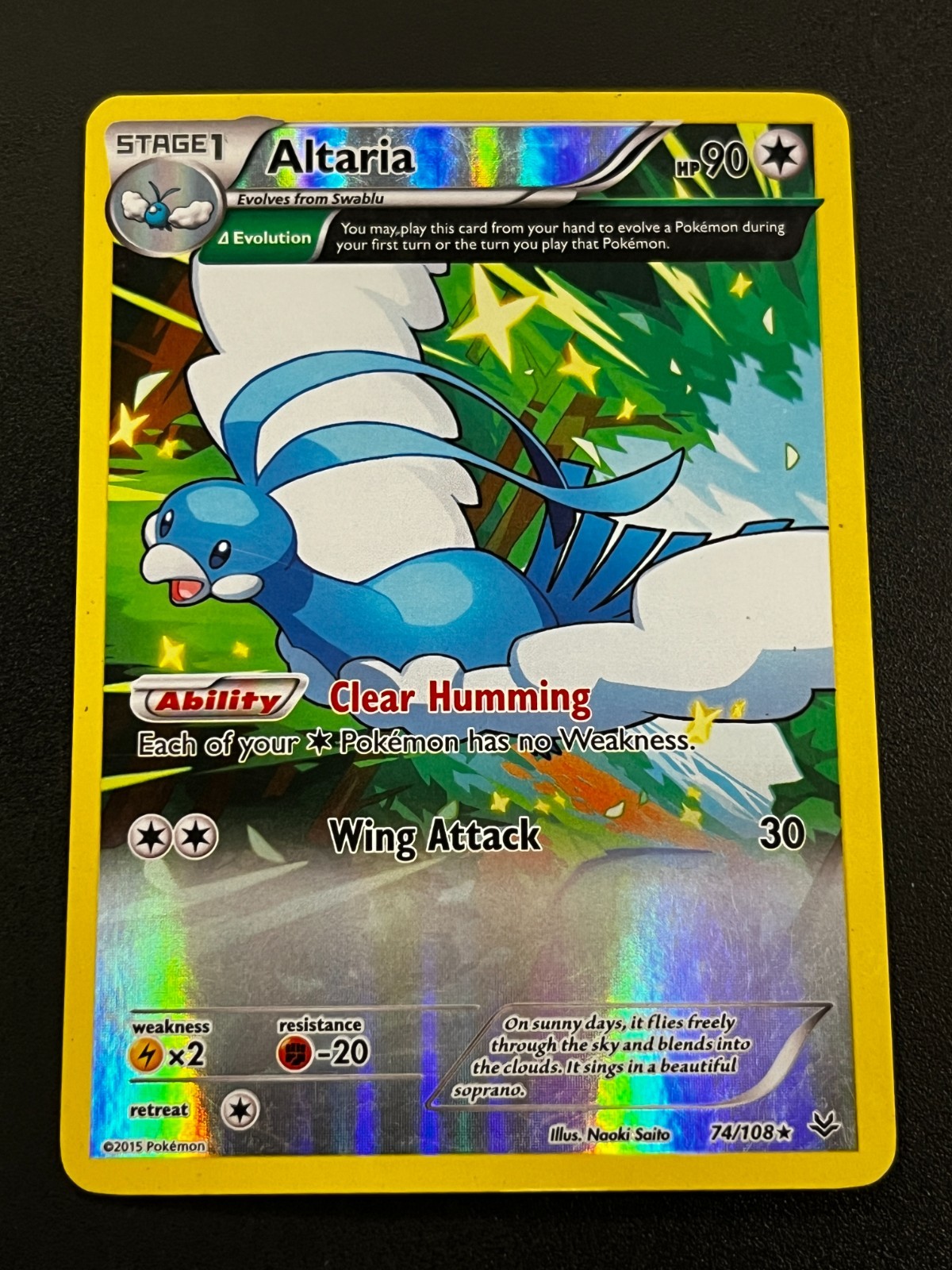 Altaria 74/108 - XY Roaring Skies Full Art Reverse Holo Pokemon TCG Card LP