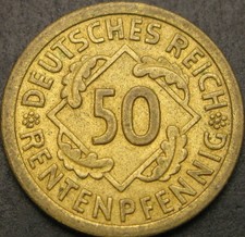 GERMANY (Weimar) 50 Rentenpfennig 1924A - VF/XF - 789 ¤