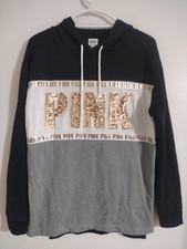 Victoria s Secret Pink Sequin Bling Pullover Hoodie Shirt Small Y2K C290