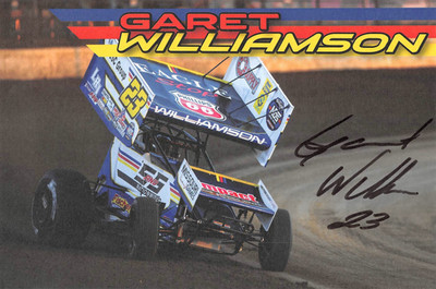 SIGNED!! 2025 - Garet Williamson #23 S and S NATIONWIDE WoO SPRINT CAR POSTCARD