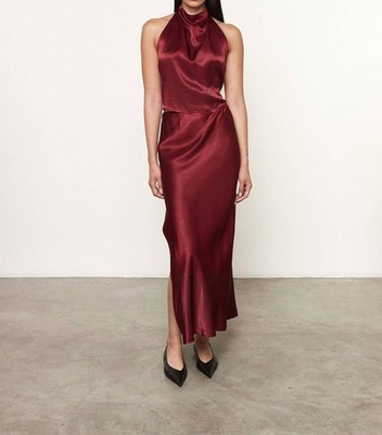 Enza Costa Satin Bias Cut Skirt Ruby