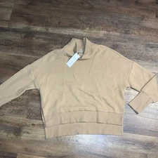 CALIA By Carrie Underwood Brown Cotton Mock Neck Pullover Sweatshirt Med