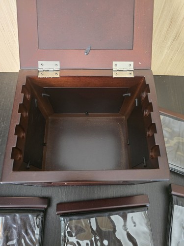 Vintage 2001 The Bombay Company Mahogany Photo Box Storage Holds 101 4x6 Photos - Picture 2 of 12