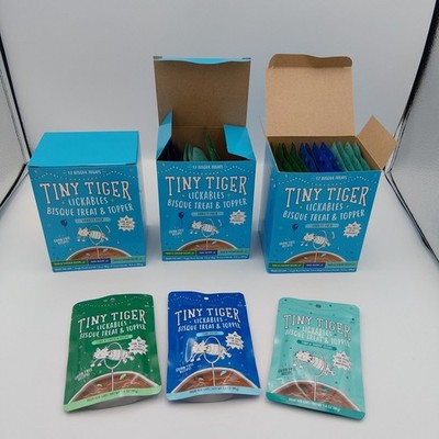 12-PACK-Tiny Tiger Lickables, Tuna & Shrimp Recipe, Bisque Cat Treat & Topper