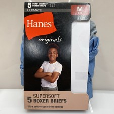 Hanes Tagless Boxer Briefs Boys M 8-10 Ultimate Soft 5 Pack   Damage Box